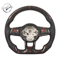 Volant en cuir perforé avec affichage LED à 3 branches en fibre de carbone forgée pour Volkswagen Mk7 GTI R Golf 7 Golf 6 Passat B8 Jetta