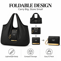 Sac fourre-tout pliable personnalisé avec pochette de rangement, léger, réutilisable, pour le shopping et les voyages, sac fourre-tout écologique et pliable