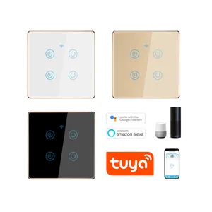 Smart life Tuya smart wifi touch wall light switch 4 gang eu uk standard custom color