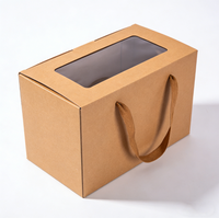 Boîte cadeau en carton imperméable de haute qualité avec poignée orange, fenêtre transparente, cadeaux d'accompagnement pour anniversaire, aliments, tiroir ouvert