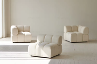 Canapé de salon combiné blanc européen Ensemble de canapés beige Canapé modulaire scandinave confortable en forme de L