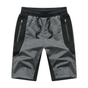 Shorts de sport à cordon de serrage, couleur contrastée, en toile de coton, mi-longueur, décontractés, respirants, pour l'entraînement et le fitness, avec fermeture éclair, OEM - Product Image 4