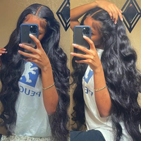 Perruque vietnamienne brute cheveux humains vague de corps dentelle frontale perruques cheveux humains vente en gros sans colle HD dentelle frontale perruques pour les femmes noires