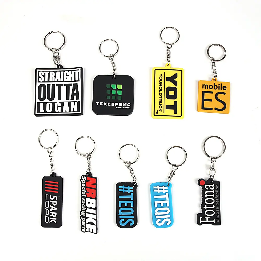 Custom design keychain soft 2D rubber PVC key chain pvc rubber keychain English letter PVC key rings