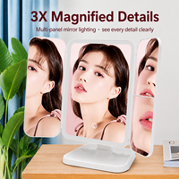Miroir de Maquillage LED Pliable Intelligent en Gros avec Lumières Dimmables pour Éclairage Supplémentaire de Chambre