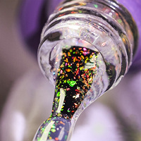Gel de Uñas UV LED al por Mayor de Fábrica, Gel de Uñas Reflectante con Diamantes Triturados Efecto Brocado Nube Ámbar