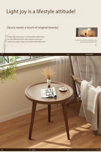 Table d'appoint ronde moderne en bois, table basse au profil bas avec plateau surélevé <span class=keywords><strong>pour</strong></span> salon, chambre, balcon, appartement - Product Image 5