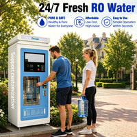 Distributeur d'eau froide purifiée par osmose inverse avec paiement par pièces, carte et QR code, alimentation solaire, antivol, kiosque de distribution d'eau potable 24h/24