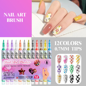 Bview Art Set di 12 <span class=keywords><strong>Pennarelli</strong></span> <span class=keywords><strong>per</strong></span> Nail Art a Scrittura Fluida, Asciugatura Rapida, Non Tossici, con Punta Fine da 0,7mm <span class=keywords><strong>per</strong></span> Nail Art Fai-da-Te - Product Image 6