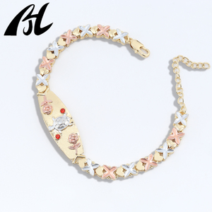 Mạ Vàng x-liên kết chuỗi với Rose & rùa dập nổi Zircon có dấu ba-tone 14K mạ vàng sang trọng Unisex quà tặng đồ trang sức - Product Image 5