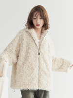 Veste élégante à col montant en fausse fourrure pour femme, manteau d'hiver chaud et ample avec fermeture éclair, vêtement d'extérieur en fausse fourrure unie et tendance pour femme