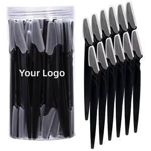 Custom Logo Stainless Steel Slanted Eyebrow <b>Trimmer</b> Portable Facial Razor Hair Removal Tool - Product Image 6