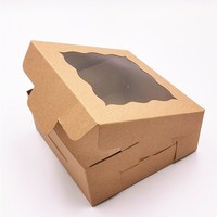 Boîte en papier kraft brun de différentes tailles avec fenêtre transparente Boîtes à gâteaux surélevées de 4 6 8 10 pouces