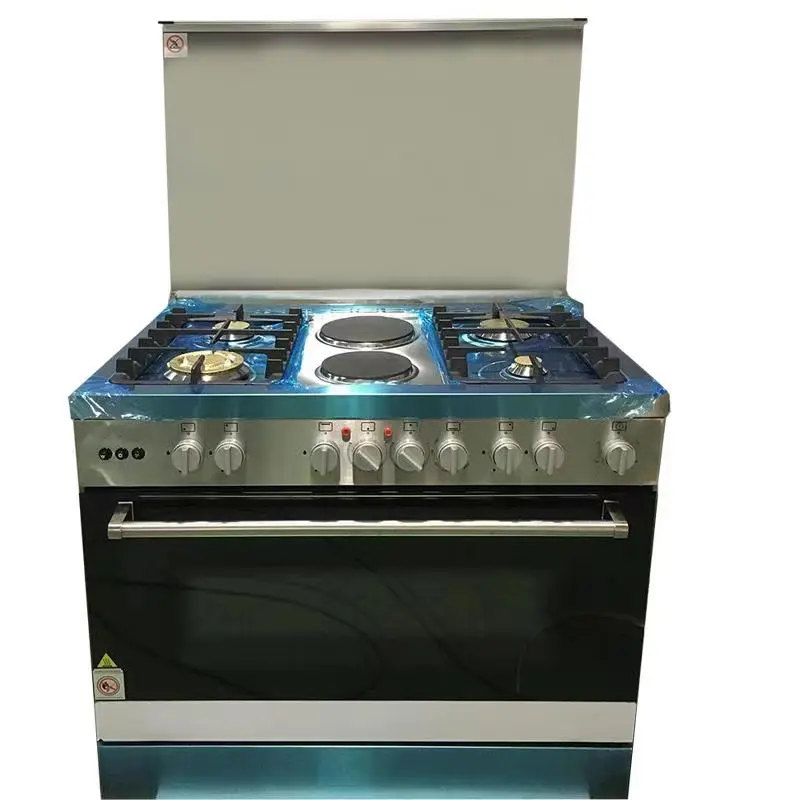 New OEM design 4 burners and 2 electronic hot plates free standing commercial kitchen gas range stove cooker with oven grill