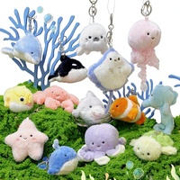 Pendentif en peluche super doux en coton PP de 4 pouces, motif famille océanique Jinnew, pour décompression, aquarium, petits animaux, anniversaire, maille