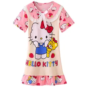 HY-229 платья для девочек с кукольным воротником, Детская летняя одежда с коротким рукавом, ночная рубашка для девочек