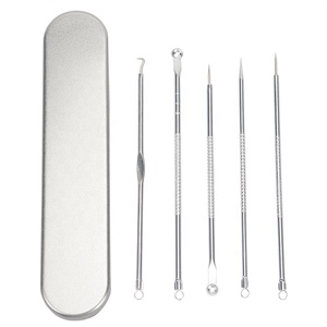 Chuyên nghiệp 5pcs mụn đầu đen Remover extractor Tool Kit mặt mụn trứng cá mụn nhọt needles Set với Box cho Thẩm mỹ viện - Product Image 1