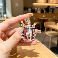 Broche en métal personnalisée avec figurine religieuse enfant, émail et strass incrustés, pour la décoration de vêtements