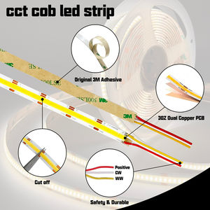 Bande lumineuse LED COB à double couleur haute densité, température de couleur réglable, 608 LED/mètre, en promotion - Product Image 2