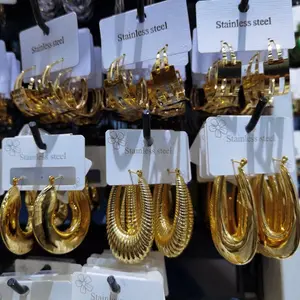 Edelstahl kein Rost Ohrring Gold gemischt Kristall afrikanischen Gold Schmuck Ohrring sortiert Rabatt Schmuck