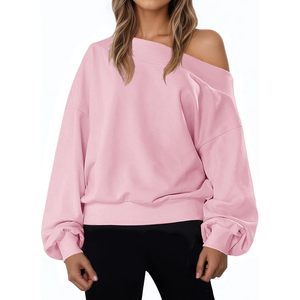 Fisoew Sudadera con hombros descubiertos para mujer, manga larga, corte holgado, informal - Product Image 1