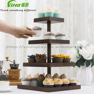 Exhibidor de Cupcakes de Bambú Plegable de 4 Niveles, Modelo Vino Vino20220901, Color Marrón Oscuro, Soporte Cuadrado para Cupcakes de 4 Lados, Origen GUA - Product Image 3