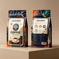 Sacs d'emballage pour café en aluminium mat imprimés sur mesure avec valves de dégazage unidirectionnelles, style fond plat