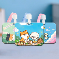 Cordons de cou anti-perte personnalisés pour campus, motif animaux de compagnie (chats et chiens) de dessin animé, avec porte-badge d'identification et accessoires