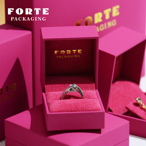 Forte giả da giấy <span class=keywords><strong>Rose</strong></span> <span class=keywords><strong>Red</strong></span> Ring hộp Mặt dây chuyền Bangle Vòng đeo tay hộp Bông tai lưu trữ Set trang sức bao bì hộp với biểu tượng tùy chỉnh - Product Image 4