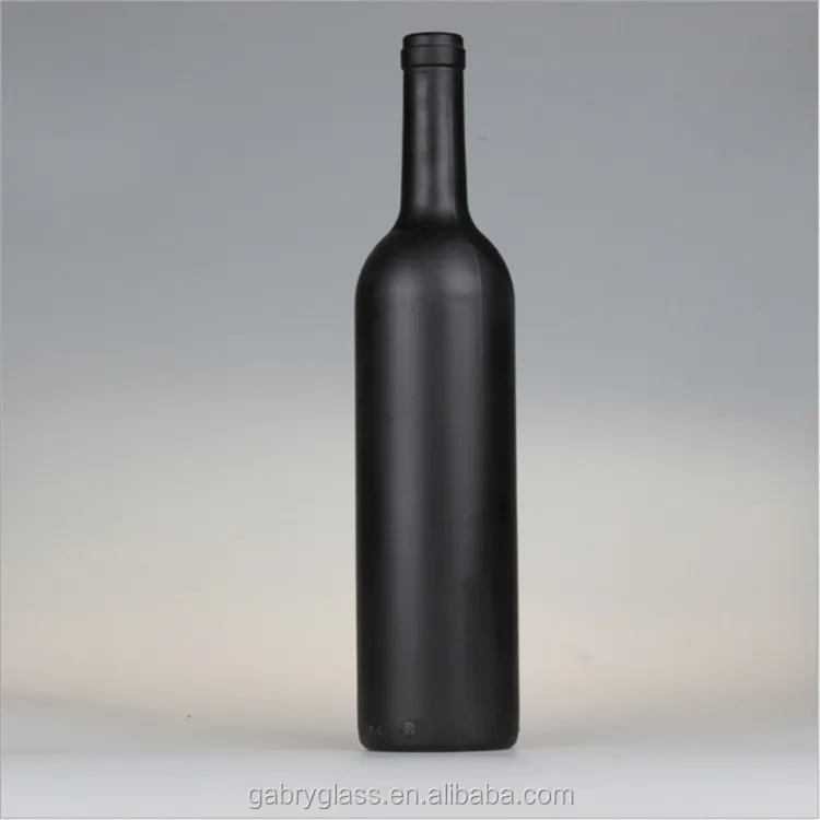 Custom Logo Wooden Cork 500ml 750ml Matte Black Wine Bottle