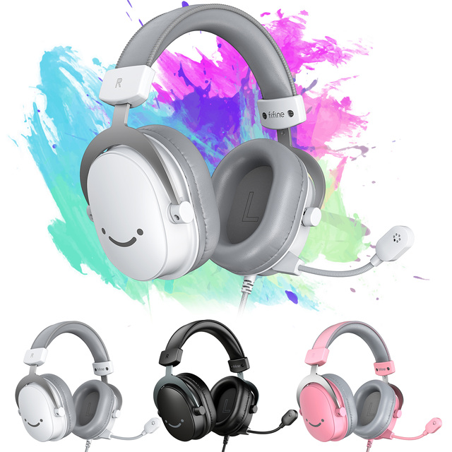 Fifine USB 7.1 Surround Sound Gaming Headset 3.5mm Noise Cancelling Audio Headset Gaming Headphone Microphone Headset With Mic