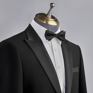 Wedding Party Business Formal Suit Accessories Metal Clips Adjustable Straps Full <strong>Black</strong> <strong>Bow</strong> <strong>Tie</strong> - Product Image 2