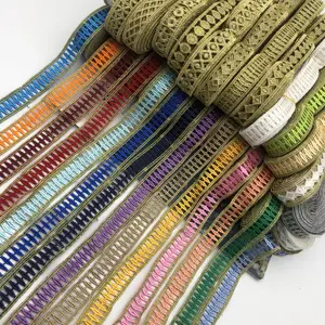 Fita de acabamento ouro bordado, áfrica colorido laço trança aparar para artesanato costura aplique de casamento diy largo 2cm