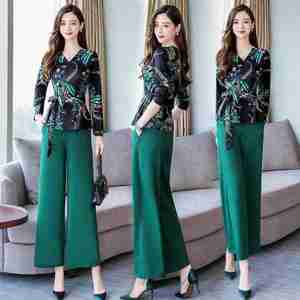 Nuovo abito Casual a due pezzi da donna con stampa autunnale <span class=keywords><strong>pantaloni</strong></span> larghi da donna e gonna in Chiffon traspirante per lo stile frontale piatto estivo - Product Image 5