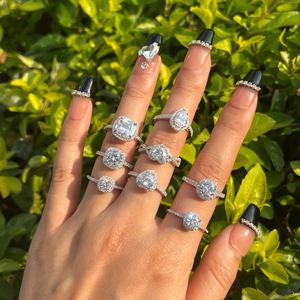 Dylam Women's Fine Jewelry Rhodium Plated Teardrop Halo Pear Cut 1 Ct Cubic Zirconia CZ <b>Solitaire</b> Engagement <b>Ring</b> - Product Image 3