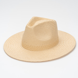 Sombrero de Paja de Ala Plana Informal para Exteriores, Color Liso, con Parte Superior Transpirable y Hueca, Unisex, para Playa, Vacaciones, Protección Solar - Product Image 1