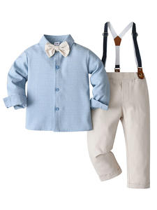 Ensemble deux pièces printemps-automne pour bébé : chemise à carreaux et pantalon avec nœud papillon, style européen et américain, collection 2026 transfrontalière - Product Image 5
