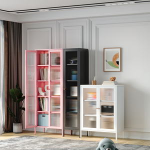 Librería de acero azul hogar respetuoso con el medio ambiente librería de metal Changhong puerta de vidrio librería 1800 alto - Product Image 4