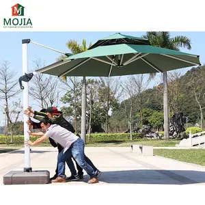 Foshan manufacturer wholesale outdoor market large 3.5m offset parasol 11ft garden patio umbrellas with logo prints