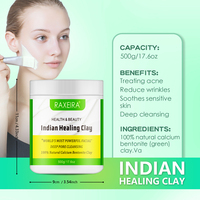 Masque facial en poudre d'argile indienne aux herbes – Éliminateur de points noirs pour le visage et le nez – Nettoyage en profondeur – Éclaircit le teint – Resserre les pores
