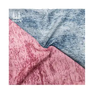 WI-B01 fashion style 100% polyester fabric Pink and blue Pantone Colors Abstract design Crinkle chiffon fabric For Wrap Dress