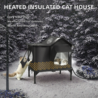 Maison pour chat en métal chauffée et isolée, de luxe moderne, pour chats d'extérieur, taille S