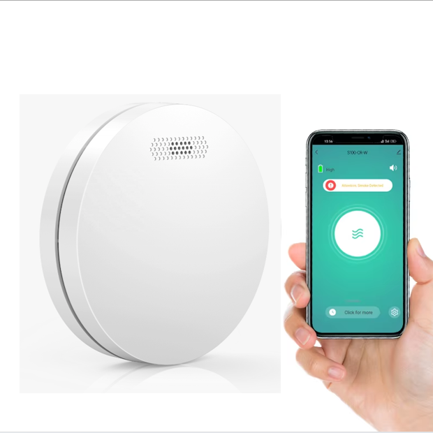 Volcano Wifi Smoke Alarm 10-Year Battery Tuya Smart Home Fire Alarm Smoke Detector with Wi-Fi Connect Super Thin Design Alarm