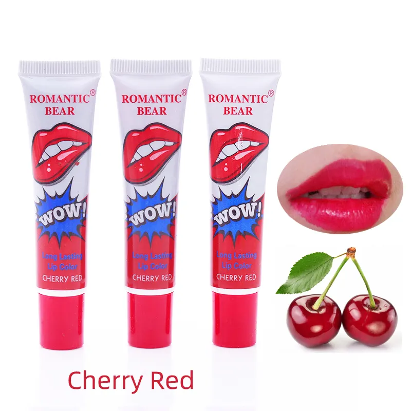 RB01A2 Oso romántico WOW Magic peel off lápiz labial tatuaje de labios brillo WOW peel off tatuaje de labios oso romántico lápiz labial tinte de labios brillo