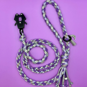 5 फीट लंबे बैंगनी सिल्वर ग्लिटर और लैवेंडर रंग पैराकॉर्ड कुत्ते के साथ पैराकॉर्ड कुत्ते पट्टा और शामिल ट्रैफिक लीड - Product Image 6