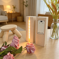 Lámparas de Mesa con Base de Madera Hecha a Mano, Lámpara de Madera Cálida y Acogedora, Luces Nocturnas LED con Luz Blanca Cálida para Espacios Habitables