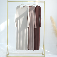 Loriya Abaya EID Damenkleider Sommer Weicher Jersey Bodycon Maxi Unterkleid Islamische Kleidung Dehnbares Abaya Muslimisches Kleid