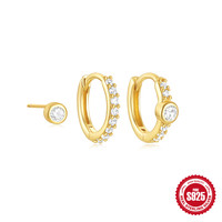 Carline 925 Silber Blumen Geometrische Zirkon Ohrstecker Vergoldete Hochzeitsschmuck-Set für Damen
