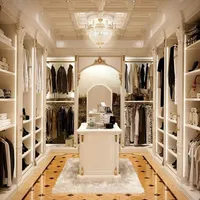 HS-W06 आधुनिक वॉक-इन में कोठरी फर्नीचर कस्टम बेडरूम लक्जरी सफेद लकड़ी चलना अलमारी closets के लिए डिजाइन कपड़े