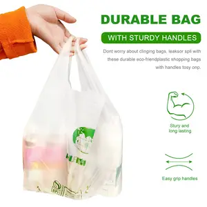 Recyclable खाद कसावा स्टार्च प्लास्टिक टी शर्ट के साथ किराने की खरीदारी बैग लोगो